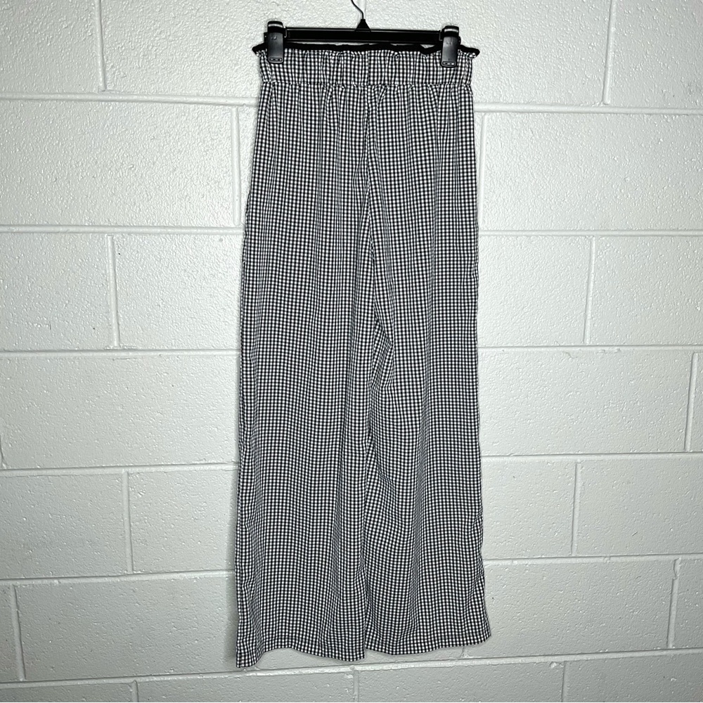 < Black & White Checkered Wide Leg Casual Pants > - Picture 3 of 3